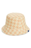 Burberry Womens Sherbet Houndstooth-pattern Woven Bucket Hat