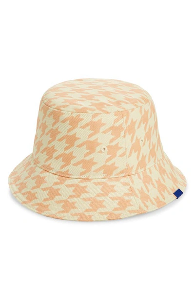 Burberry Womens Sherbet Houndstooth-pattern Woven Bucket Hat