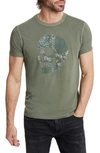 John Varvatos Applique Skull Short Sleeve Crewneck Tee In Kalamata