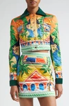 CASABLANCA QUILTED TRIOMPHE D'ORANGE PRINT CROP JACKET