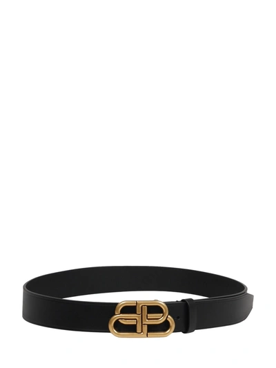 Balenciaga Bb Leather Belt In Black