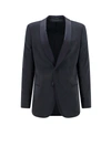 GIORGIO ARMANI SILK BLEND BLAZER WITH SATIN PROFILES