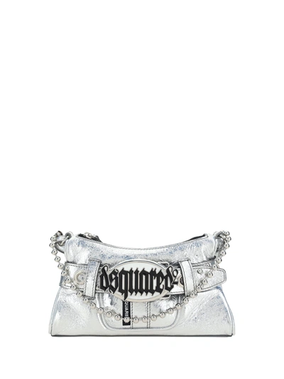 Dsquared2 Gothic Leather Clutch Bag In Silver