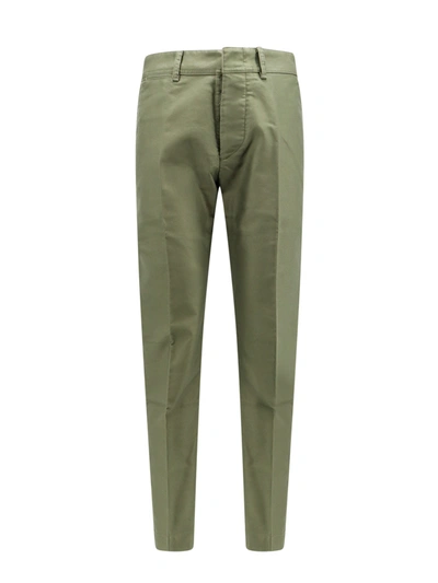 TOM FORD COTTON TROUSER WITH LEATHER LOGOED LABEL