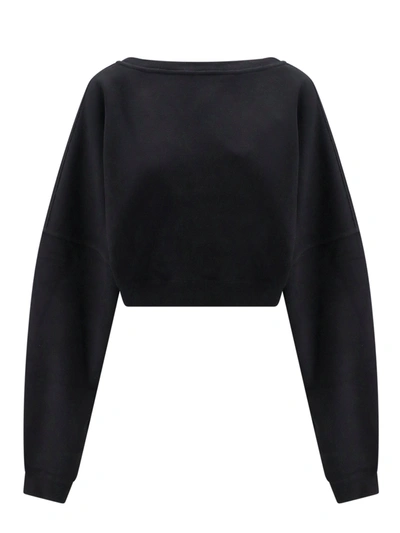 Saint Laurent Cropped Cotton Sweatshirt In Noir