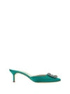 Manolo Blahnik Green Hangisimu 50 Mules