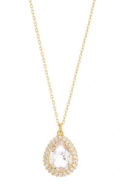 Kate Spade Brilliant Statements Pavé Halo Pendant Necklace In Clear Gold