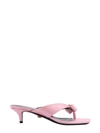 Versace Woman Pink Satin Gianni Ribbon Thong Mules