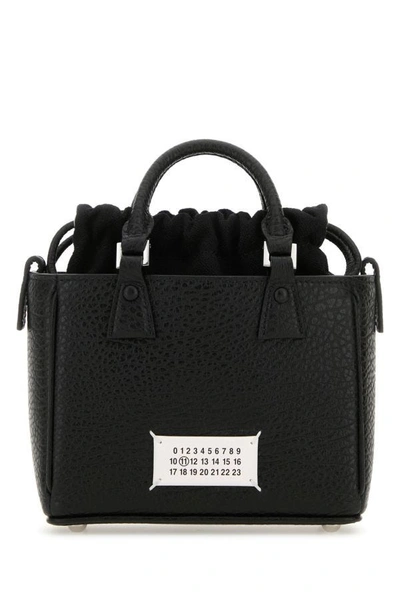 Maison Margiela Woman Black Leather 5ac Tote Horizontal Handbag