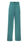 Max Mara Pianoforte Turquoise Satin Fiesta Wide-leg Pant In Green