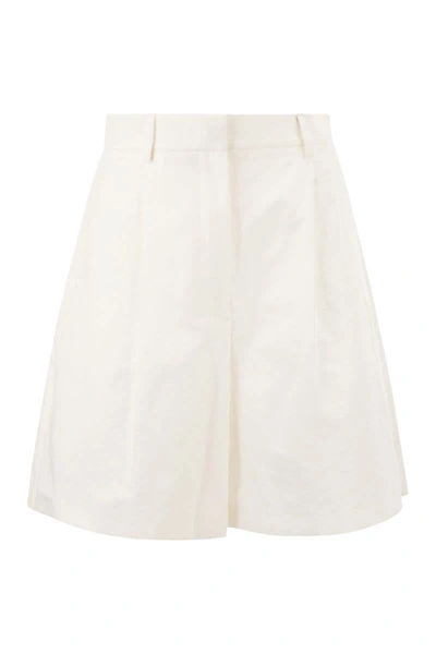 Weekend Max Mara Ecuba - Cotton And Linen Bermuda Shorts In White
