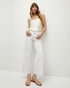 Veronica Beard Taylor Raw Hem High Waist Crop Wide Leg Jeans In White