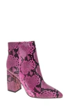Bcbgeneration Briel Pointy Toe Bootie In Viva Pink Snake Embossed