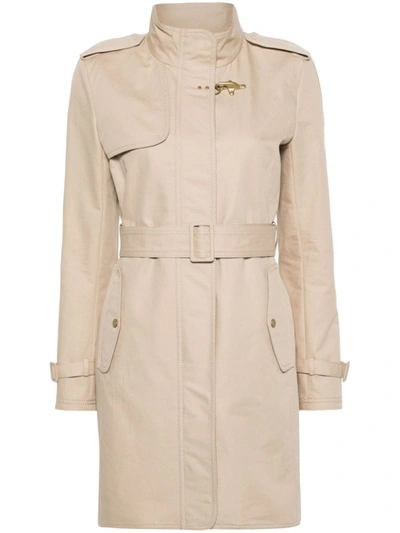 Fay Virginia Cotton Trench Coat In Beis