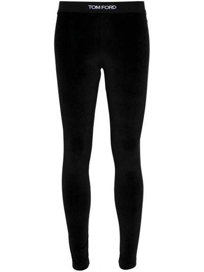 Tom Ford Logo-band Skinny-leg Pants In Black