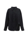 Attico Diana Logo-embroidered Denim Shirt In Black