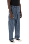 Kenzo Monkey Workwear Jeans With Seigaiha Print In Blue, Light Blue