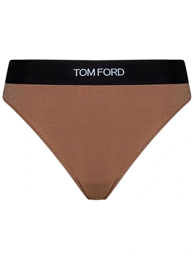 Tom Ford Logo Waistband Underwear Slip In Rosa