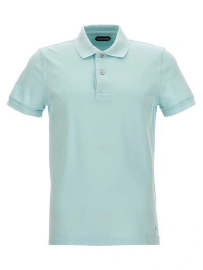 Tom Ford Short-sleeve Polo Shirt In Light Blue
