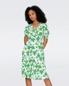 Diane Von Furstenberg Jemma Printed Crepe Midi Dress In Earth Floral Multi Chartreuse