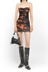 Knwls Black Skinn Acid Flame-print Mini Dress In Red