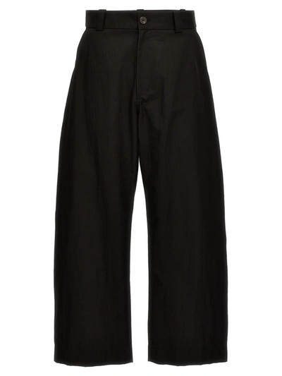 Studio Nicholson Sorte Pleated Cotton-twill Wide-leg Trousers In Black