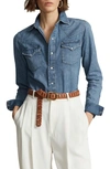 Polo Ralph Lauren Drawstring-hem Denim Shirt In Canaria Wash