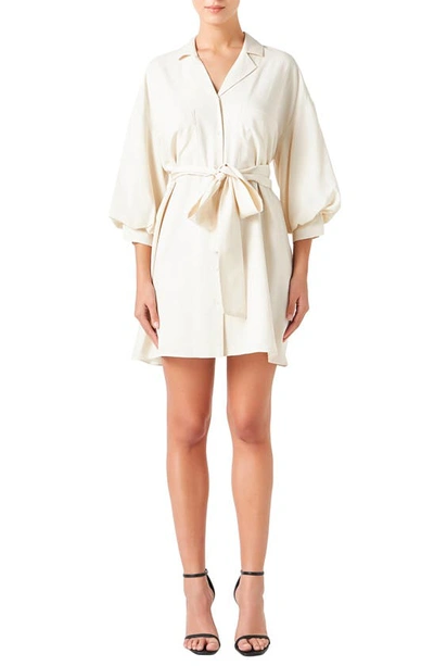 Endless Rose Tie Waist Mini Shirtdress In White