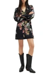 ALLSAINTS AUDEN SANIBEL FLORAL & FLORAL JACQUARD LONG SLEEVE DRESS