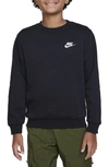 Nike Sportswear Club Fleece Big Kids' Sweatshirt In Black/white