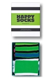 Happy Socks Assorted 2-pack Stripe Sneaker Crew Socks Gift Box In Black