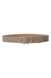 B-low The Belt Livia Gloss Double Buckle Leather Belt In Taupe Gold