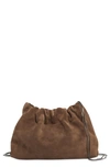 Brunello Cucinelli Softy Suede Crossbody Bag In C8769 Med Brown