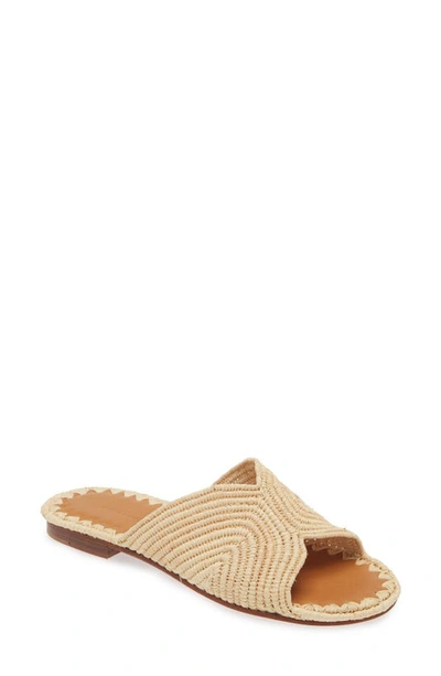 Carrie Forbes Woven Raffia Flat Slide Sandals In Natural