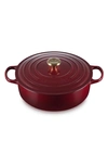 Le Creuset Signature 6 3/4-quart Round Wide French/dutch Oven In Burgundy