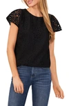 Cece Double Ruffle Knit Top In Black