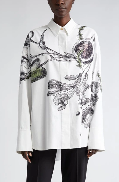 Jason Wu Collection Oceanscape Print Silk Button-up Shirt In Chalk Multi