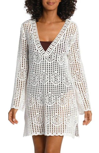 LA BLANCA WAVERLY LONG SLEEVE COTTON COVER-UP DRESS