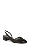 Veronica Beard Cecile Leather Slingback Ballerina Flats In Black/ Black Fabric