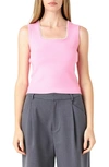 ENDLESS ROSE IMITATION PEARL TRIM KNIT TANK