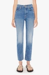 Mother The Insider Sneak High-waisted Bootcut Jeans In Loafers And Lassos In On The Road