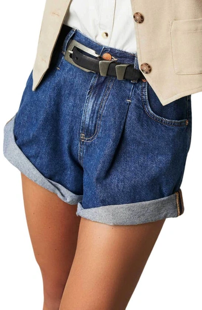 Free People Women's Danni Denim High-rise Shorts In Stargaze