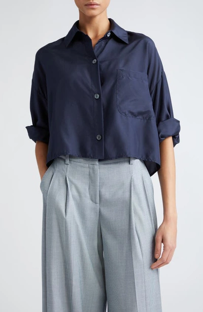 Twp Next Ex Shirt In Washed Silk Habotai In Blue