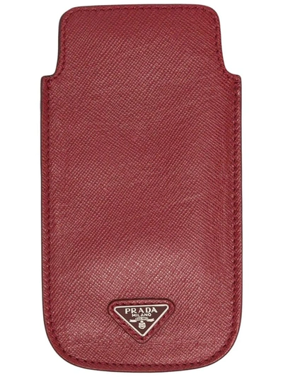 Prada Logo-patch Phone Case In Rosso