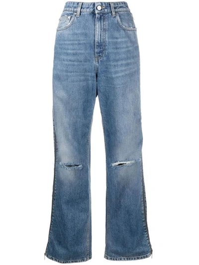 Stella Mccartney Straight Leg Jeans With Zippers In Blue