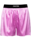 TOM FORD TOM FORD SATIN BOXERS WITH LOGO PATCH