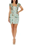 Dress The Population Jillian Sequin Minidress In Sage Multi