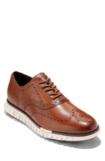 Cole Haan Zerogrand Remastered Wingtip Derby Trainer In British Tan Ivory