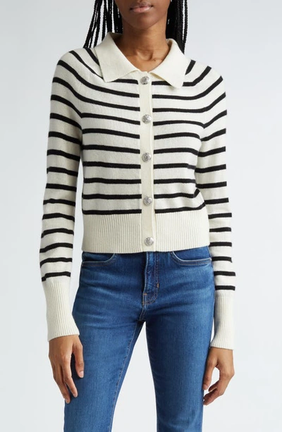 Veronica Beard Cheshire Cashmere Cardigan In Off-white/black