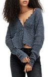 Allsaints Vanessa Lace Stitched Cardigan In Denim Blue